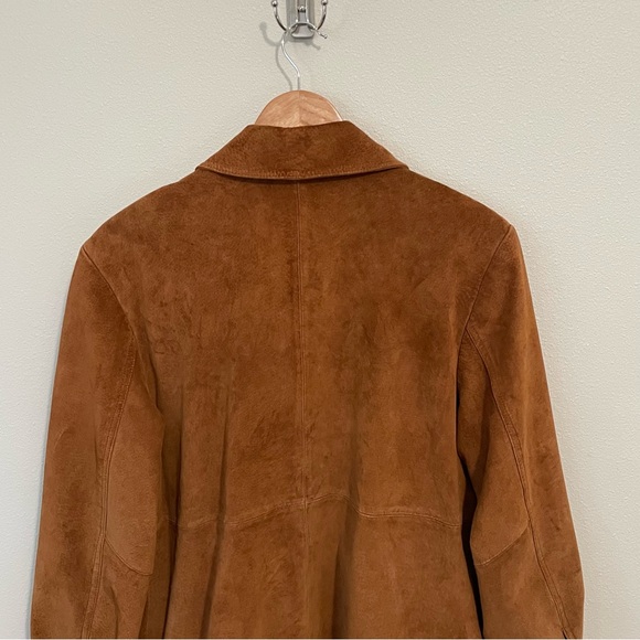 Cherokee Genuine Leather Jacket Womens L VTG 90S Camel Color Suede Button Up - Picture 11 of 16